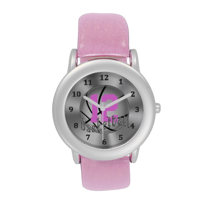 Pink Glitter Basketball Watches for Girls, Women