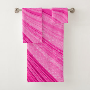 Pink Glitter Bath Towel Set