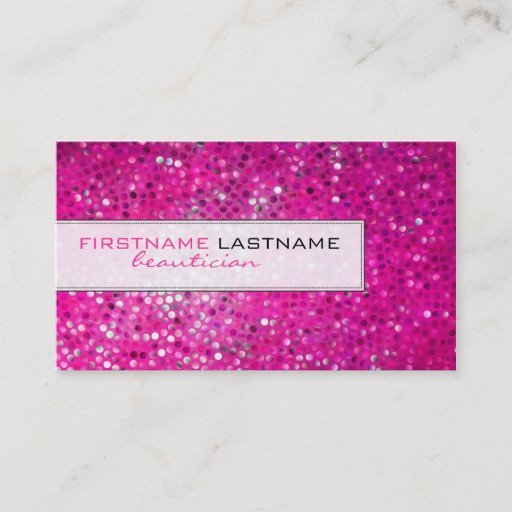 Customizable Pink Glitter Beautician Business Card