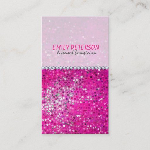 Customizable Pink Glitter Beautician Business Card 2a Business Cards