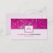 Pink Glitter Beautician Card Monogram (Front/Back)