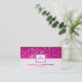 Pink Glitter Beautician Card Monogram (Standing Front)