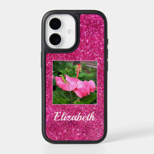 Pink Glitter Beautiful Floral Replaceable Photo iPhone 17 Case