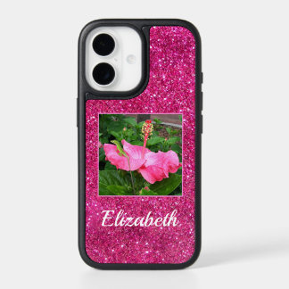 Pink Glitter Beautiful Floral Replaceable Photo iPhone 17 Case