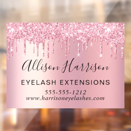 Pink Glitter Beauty Business Window Cling