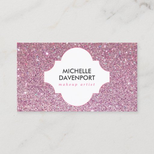 Customizable PINK GLITTER BEAUTY, MAKEUP ARTIST, SALON BUSINESS CARD TEMPLATE
