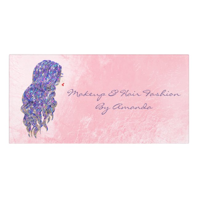 Pink Glitter Beauty Salon Lash Makeup Hairdresser Door Sign (Classic Front)