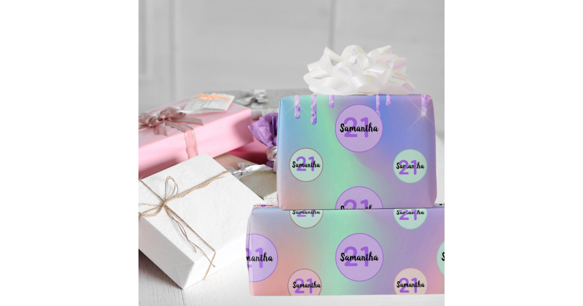 Pink glitter birthday 21 rose gold iridescent wrapping paper