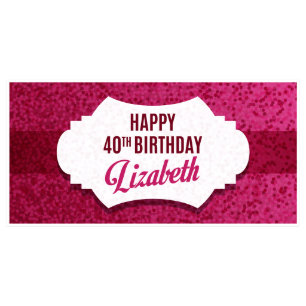 Pink Glitter Birthday Banner Party Decor-Any Age