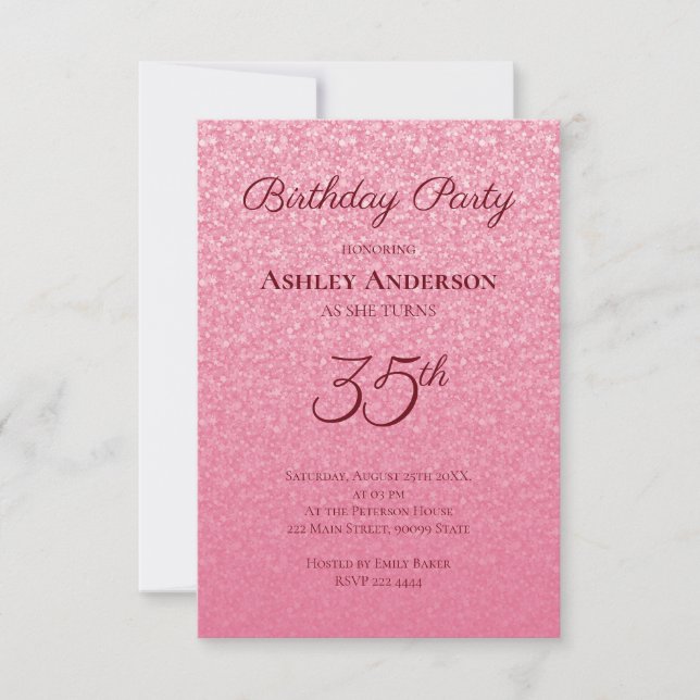 Pink Glitter Birthday Invitation (Front)