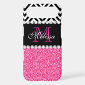 PINK GLITTER BLACK CHEVRON MONOGRAM iPod TOUCH 5G COVER (Back)