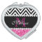 PINK GLITTER BLACK CHEVRON MONOGRAMMED