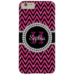 Pink Glitter Black Chevrons iPhone 6 Plus Case