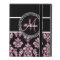 PINK GLITTER BLACK DAMASK YOUR MONOGRAM