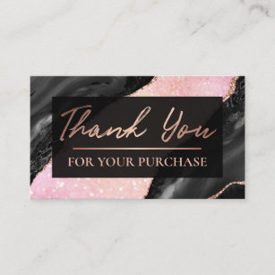 Pink Glitter Black Thank You For Your Purchase Business Card