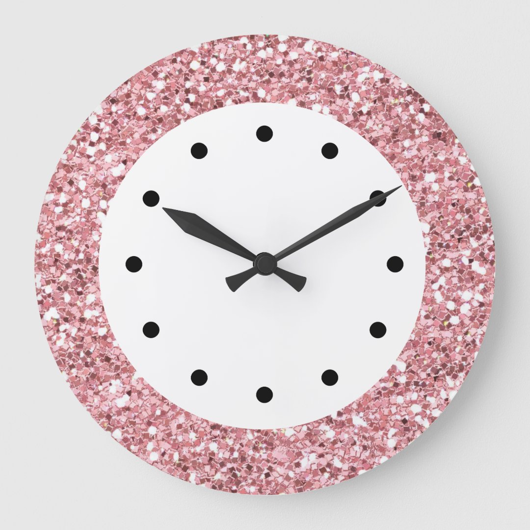Pink Glitter Bling Clocks Zazzle
