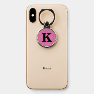 Pink Glitter Bling Monogram Initial Phone Ring Stand