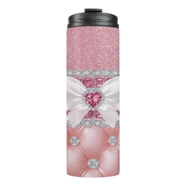 Pink Glitter Bling Thermal Tumbler (Front)