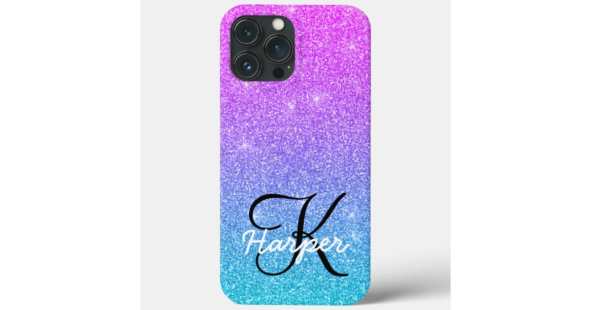 Blue Ombre Watercolor Custom Name Phone Case iPhone 12 Pro 