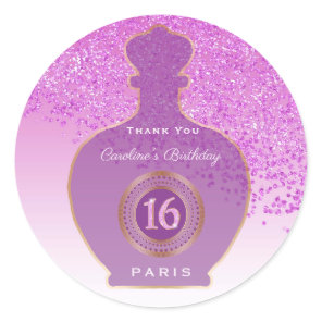 Pink Glitter Blush Fragrance, Sweet 16  Classic Round Sticker