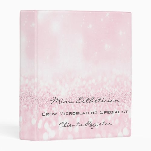 Pink Glitter  Blush Mermaid Diamond Name Mini Binder