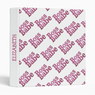 Pink Glitter Boss Babe 3 Ring Binder