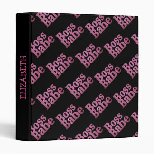Pink Glitter Boss Babe 3 Ring Binder