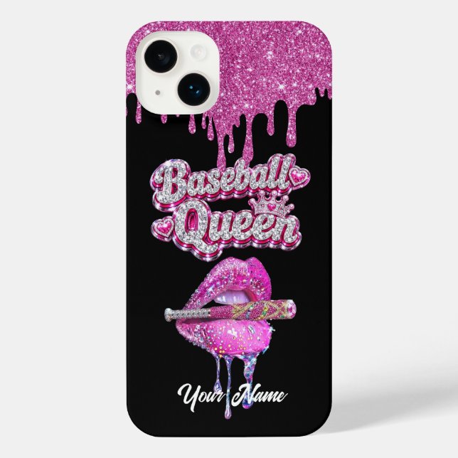 Pink Glitter Boss Babe Queen Custom Phone Case (Back)