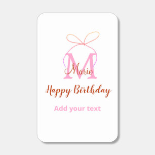 Pink glitter bow add name letter monogram birthday matchboxes
