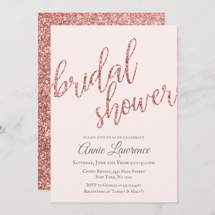 Pink Glitter Bridal Shower Invitations | Zazzle.com