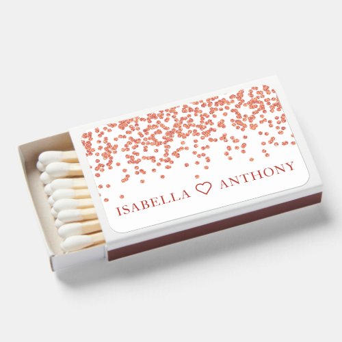 Pink Glitter Bride Groom Name Wedding Favor Matchboxes