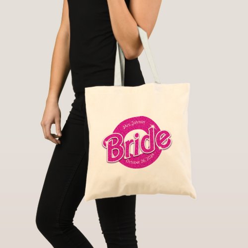 Pink Glitter Bride Tote Bag