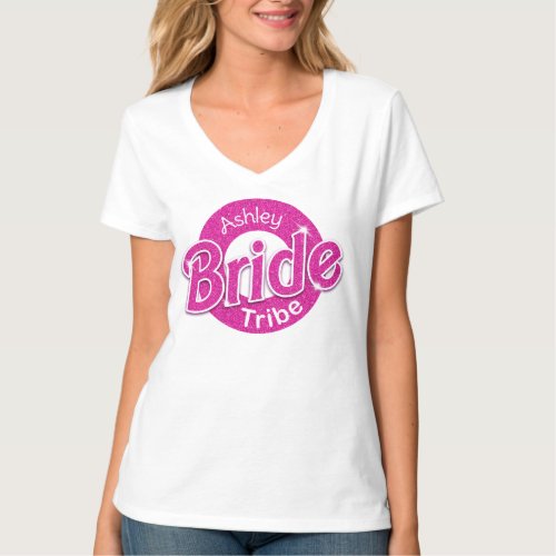 Pink Glitter Bride Tribe T_Shirt