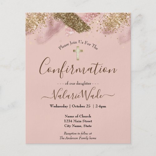 Pink Glitter Budget First Confirmation Flyer