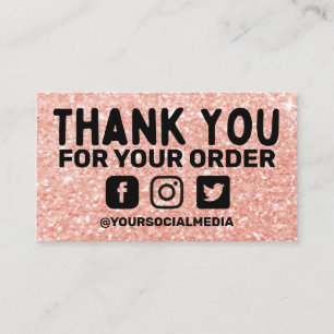 Pink Glitter Business Thank You Custom Card