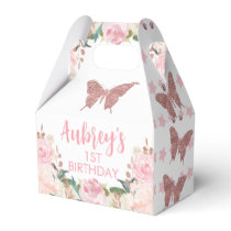 Pink Glitter Butterfly Birthday Gable Favor Box