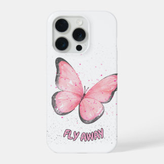 pink glitter butterfly iPhone 15 pro case