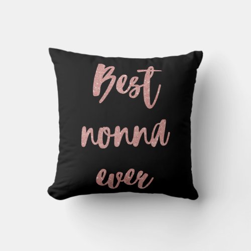 Pink Glitter Calligraphy Best Nonna Ever Photo Throw Pillow