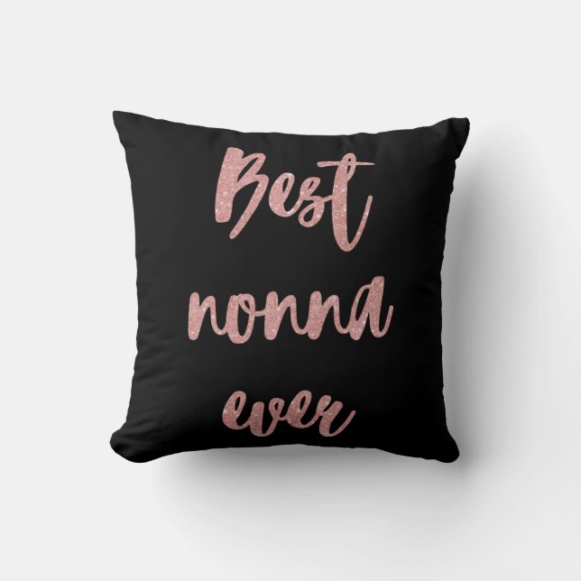 Pink Glitter Calligraphy Best Nonna Ever Photo Throw Pillow (Front)