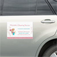 Pink Glitter Cartoon Maid House Cleaning Service