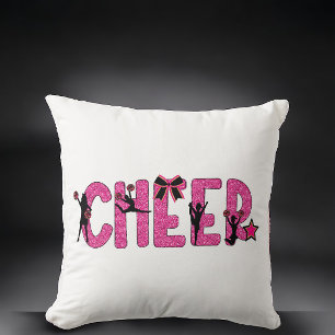 Pink Glitter Cheerleader Cheer Throw Pillow