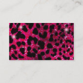 Pink Glitter Cheetah Print Pet Groomer Business Card (Back)