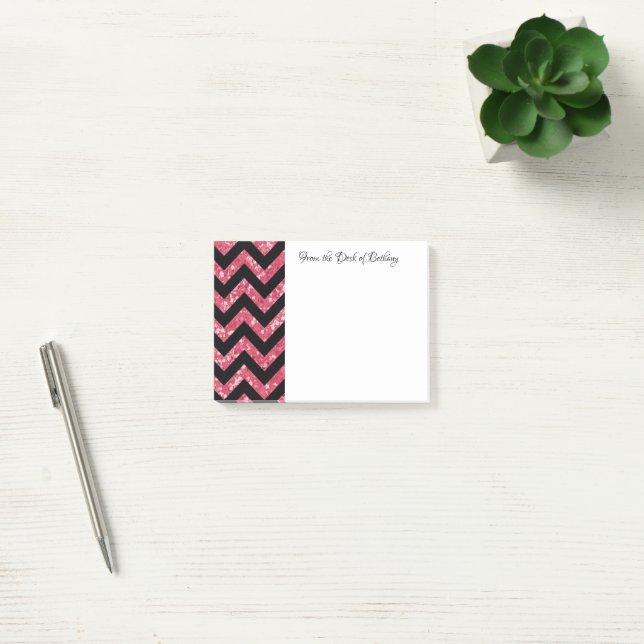 Pink Glitter Chevron Notes (Office)