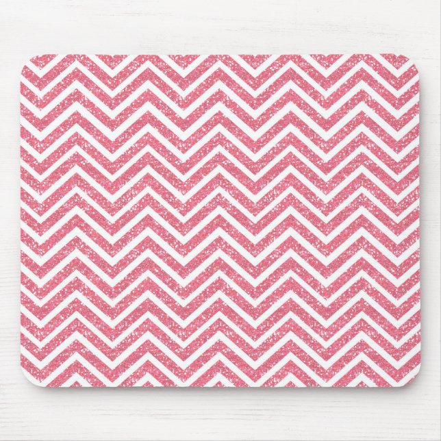 Pink Glitter Chevron Sparkle Shimmer Mouse Pad (Front)