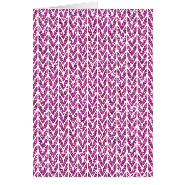 Pink Glitter Chevrons Knit Pattern Print Cards (Front)