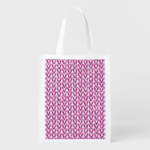 Pink Glitter Chevrons Knit Pattern Print Grocery Bag