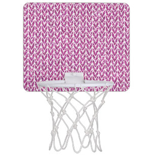 Pink Glitter Chevrons Knit Pattern Print Mini Basketball Hoop