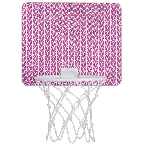 Pink Glitter Chevrons Knit Pattern Print Mini Basketball Hoop