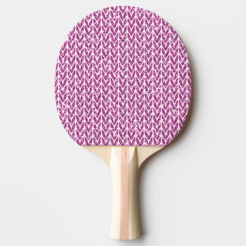 Pink Glitter Chevrons Knit Pattern Print Ping Pong Paddle