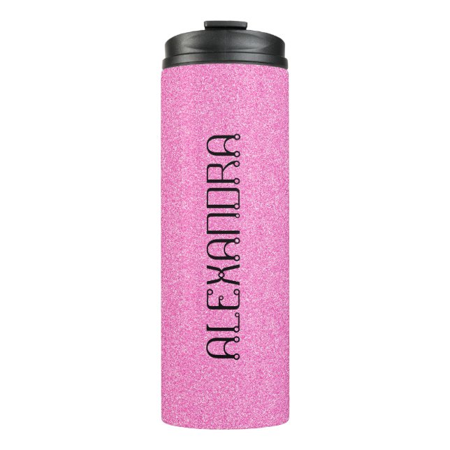Pink Glitter Chic Pattern Mame Personalized Thermal Tumbler (Front)